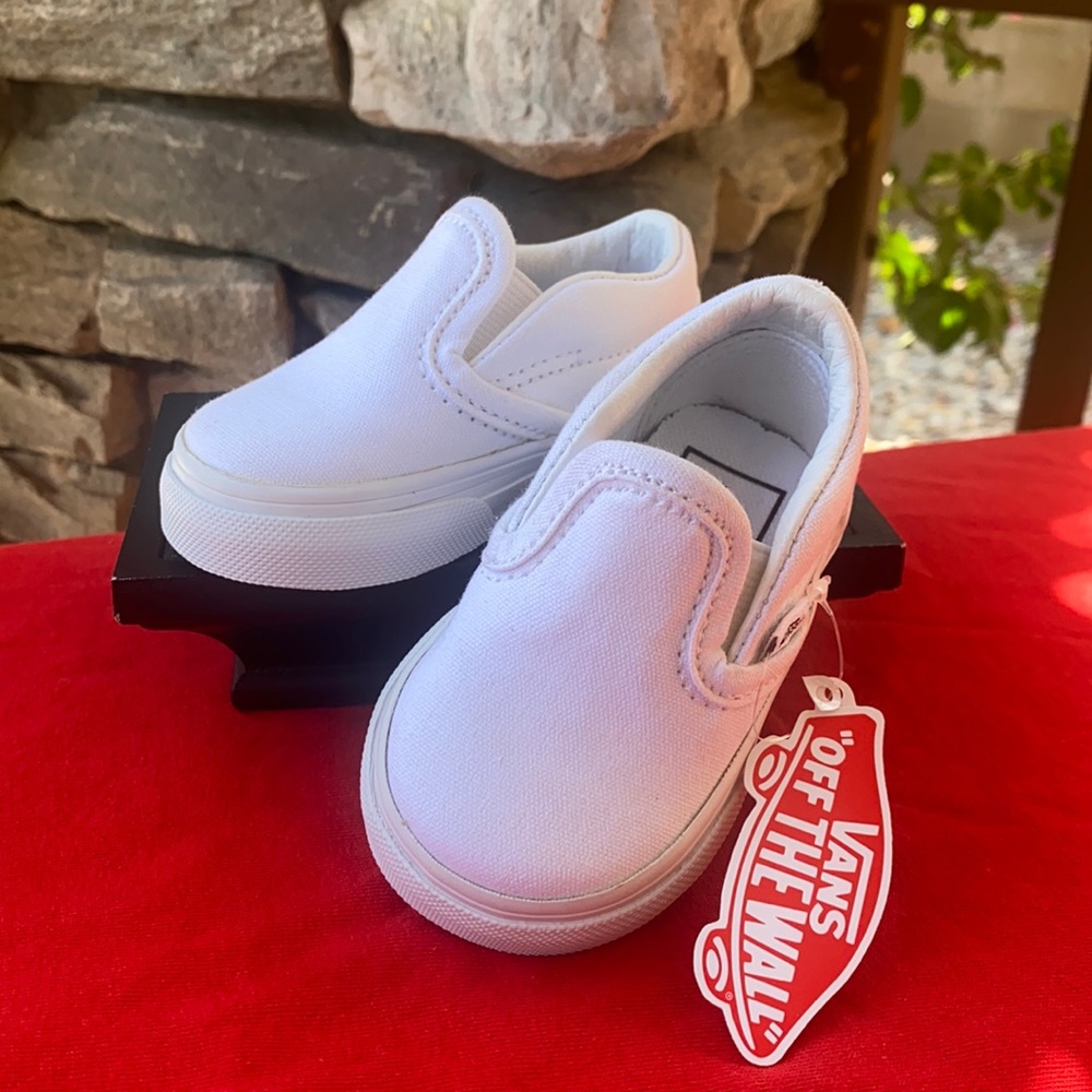 White Slip On Toddler Vans (2infant)